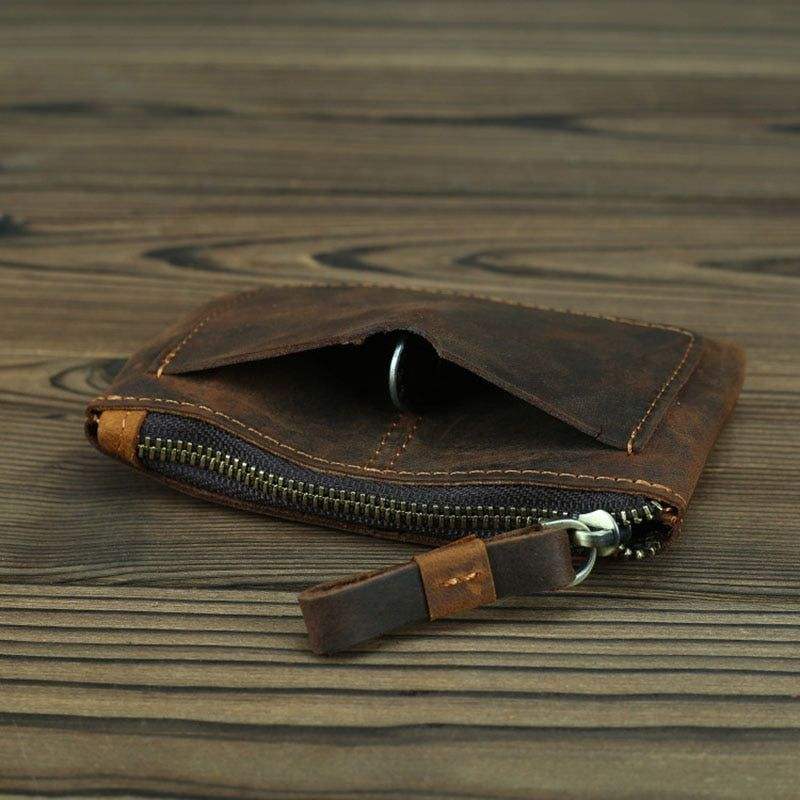 Handmade Full-Grain Leather Coin Purse with YKK Zipper