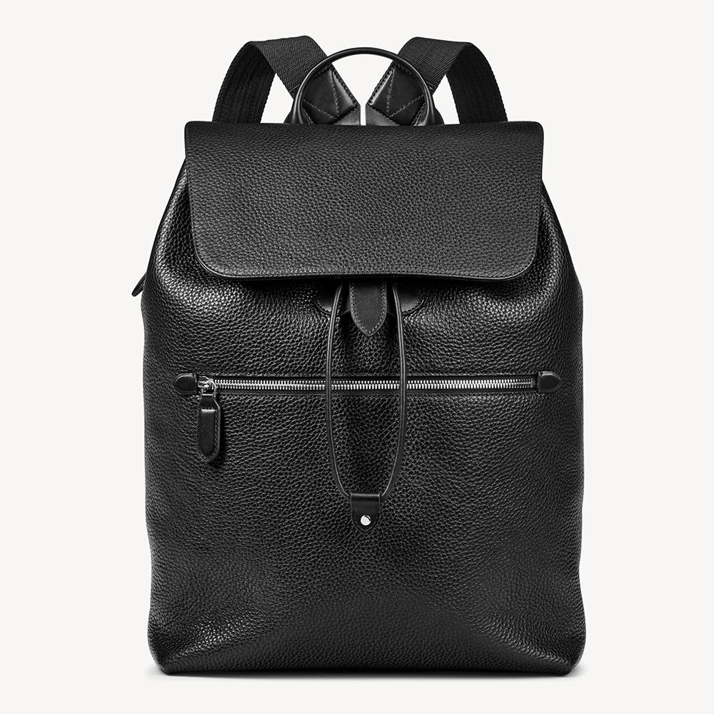 Minimalist Pebbled Leather Drawstring Backpack