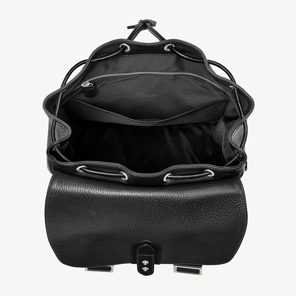 Minimalist Pebbled Leather Drawstring Backpack