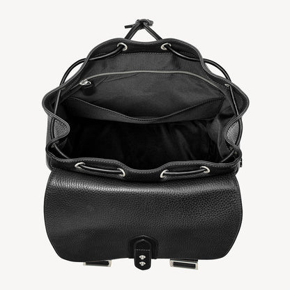 Minimalist Pebbled Leather Drawstring Backpack