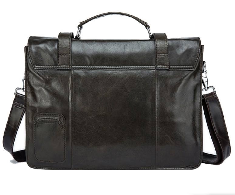 Leather Flap-Over Briefcase for Men