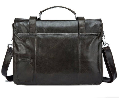 Leather Flap-Over Briefcase for Men