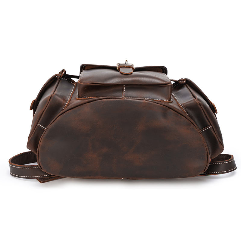 Vintage Genuine Leather Drawstring Backpack