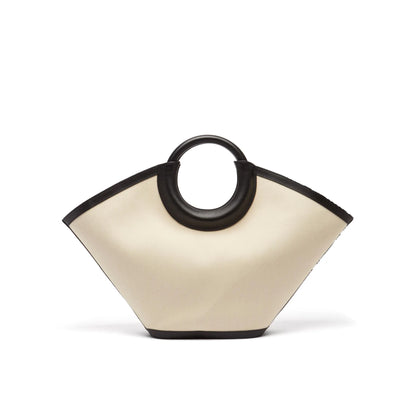Two-Tone Canvas Shopping Bag with Ring Handle