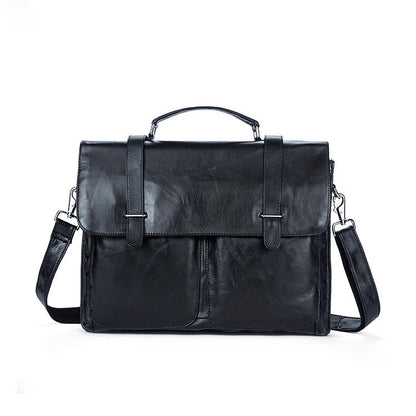 Leather Flap-Over Briefcase for Men