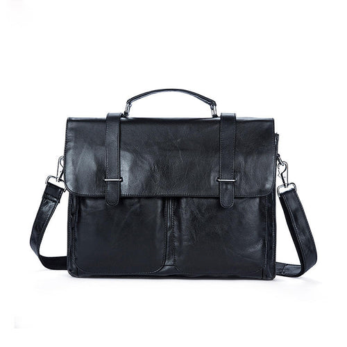 Leather Flap-Over Briefcase for Men