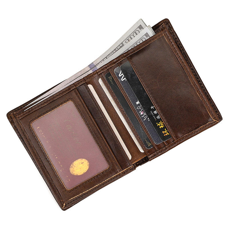 Slim RFID-Blocking Leather Coin Purse Wallet