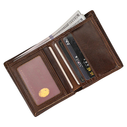 Slim RFID-Blocking Leather Coin Purse Wallet