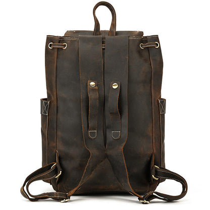 Vintage Crazy Horse Leather Drawstring Backpack