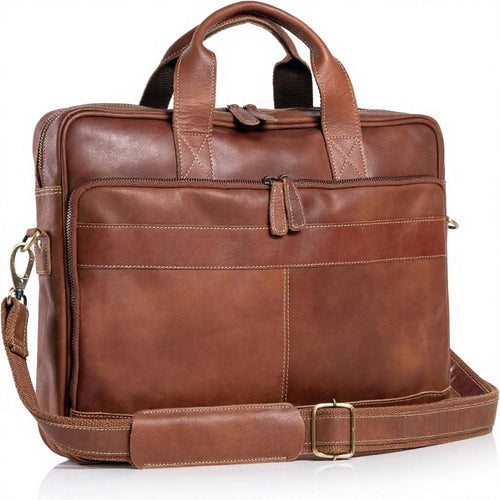 Vintage PU Leather Briefcase with Large Capacity