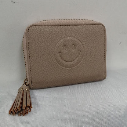 Smiley Face PU Leather Coin Purse with Tassel