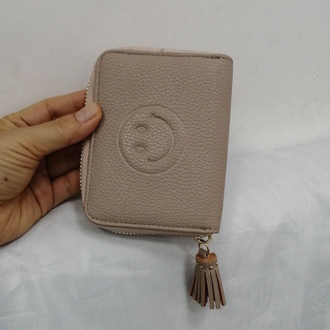Smiley Face PU Leather Coin Purse with Tassel
