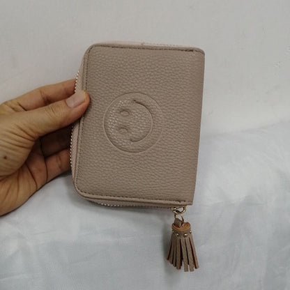 Smiley Face PU Leather Coin Purse with Tassel