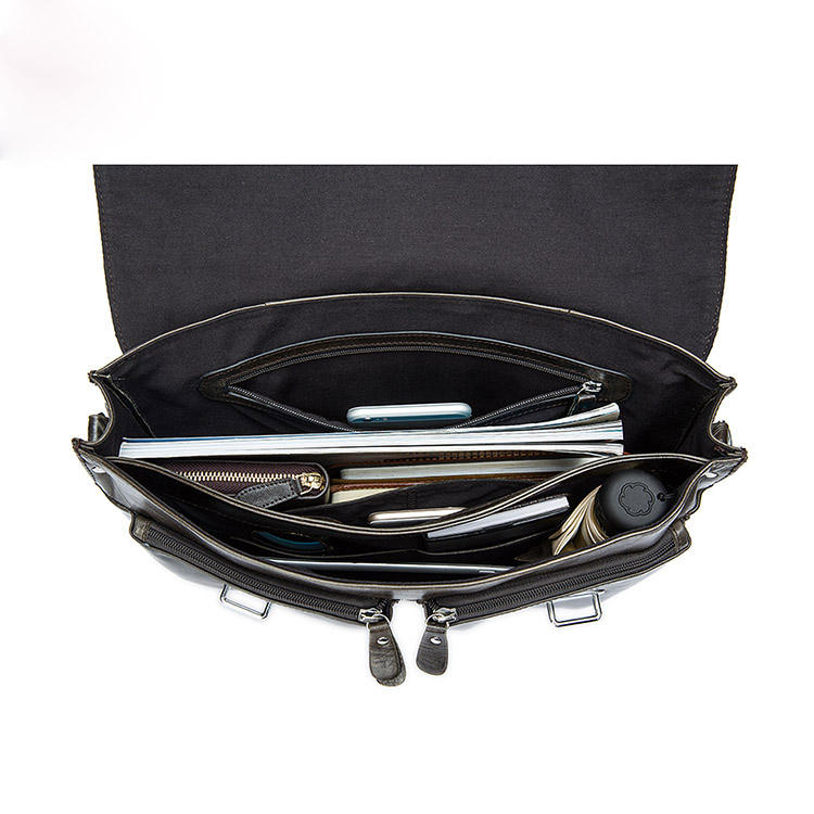 Leather Flap-Over Briefcase for Men