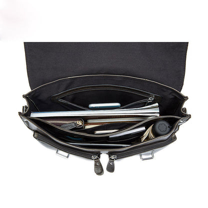 Leather Flap-Over Briefcase for Men