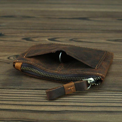 Handmade Full-Grain Leather Coin Purse with YKK Zipper