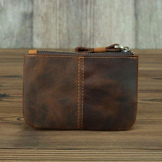 Handmade Full-Grain Leather Coin Purse with YKK Zipper