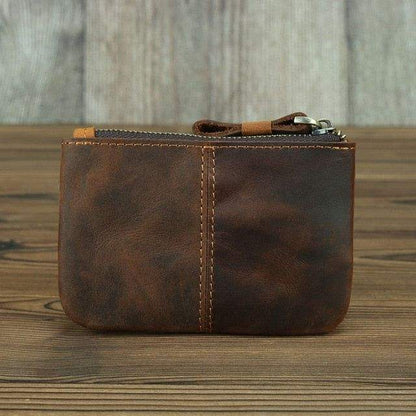 Handmade Full-Grain Leather Coin Purse with YKK Zipper
