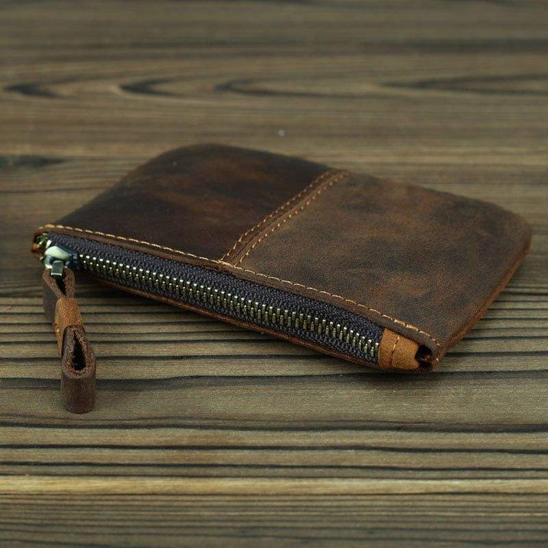 Handmade Full-Grain Leather Coin Purse with YKK Zipper