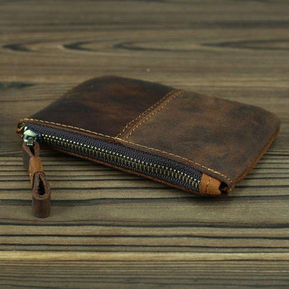 Handmade Full-Grain Leather Coin Purse with YKK Zipper