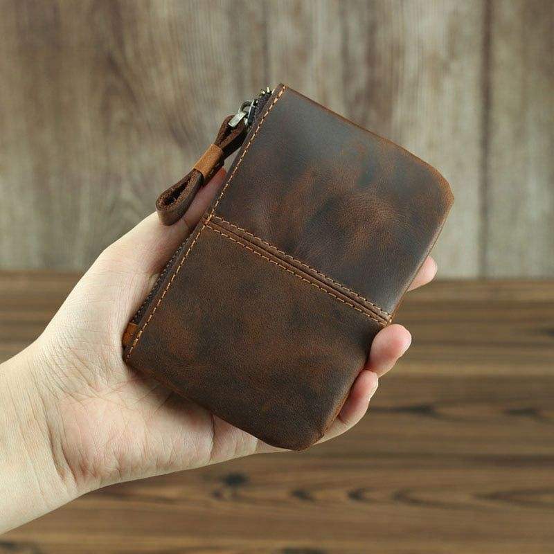 Handmade Full-Grain Leather Coin Purse with YKK Zipper